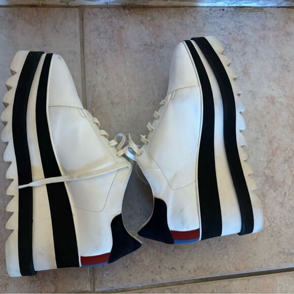 Stella McCartney Sneak Elyse Platform Sneakers leather colorblock heels striped - Picture 6 of 8